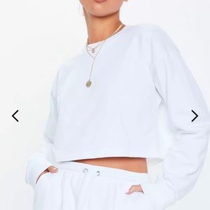 Cropped white sweatshirt- Missguided